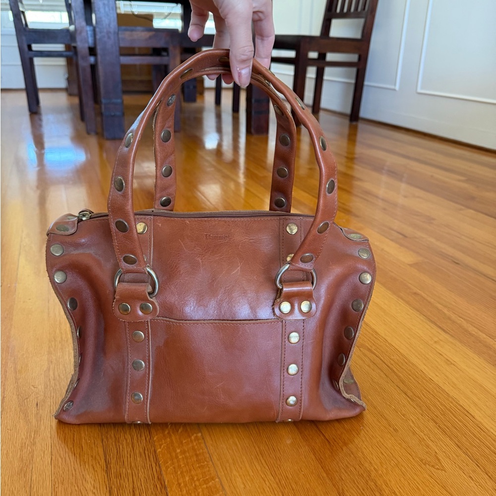 Hammitt Brown Leather Satchel with Gold Accents